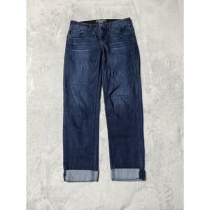 Democracy Jeans Womens 6 Straight Blue Medium Wash Denim Cuffed 29x27